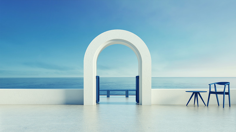 豪华别墅度假大门门海景-圣托里尼岛风格- 3D

呈现